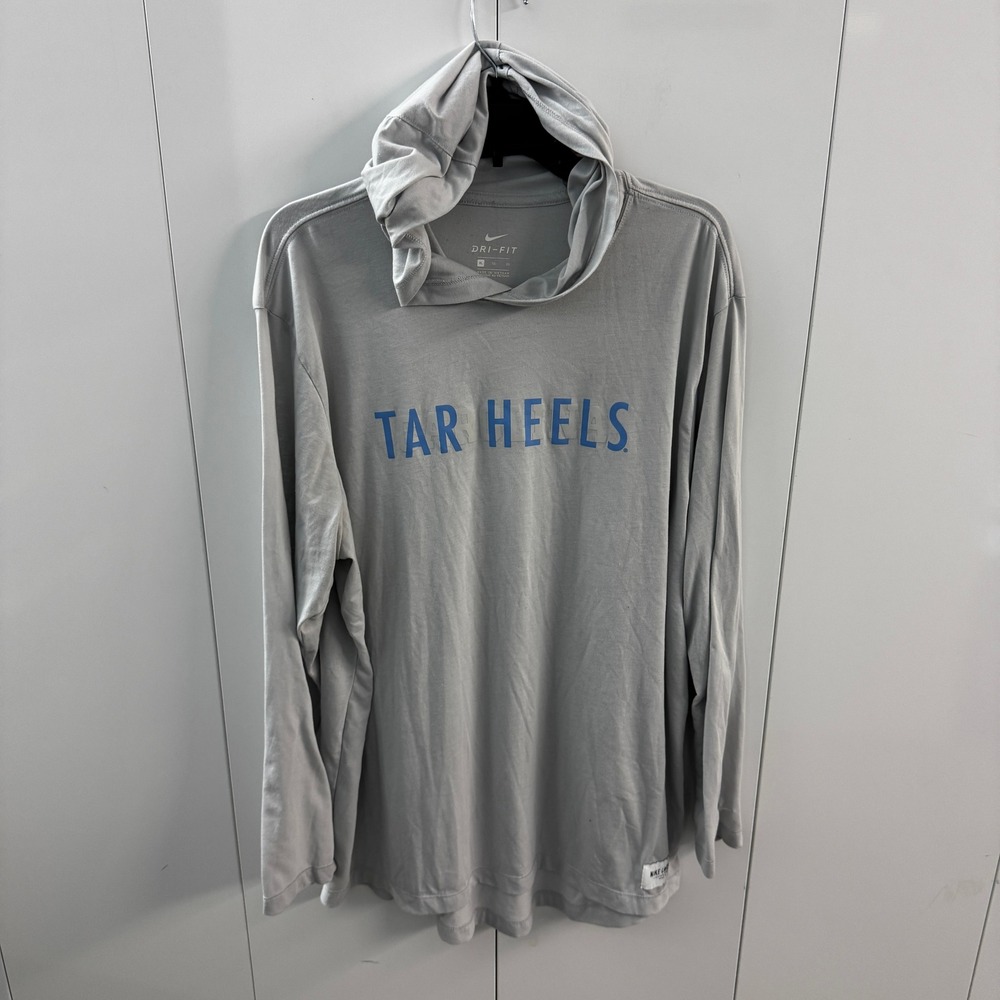 Nike Dri-FIT UNC Tar Heels Hoodie Shirt Mens XL Grey Campus Collection LS